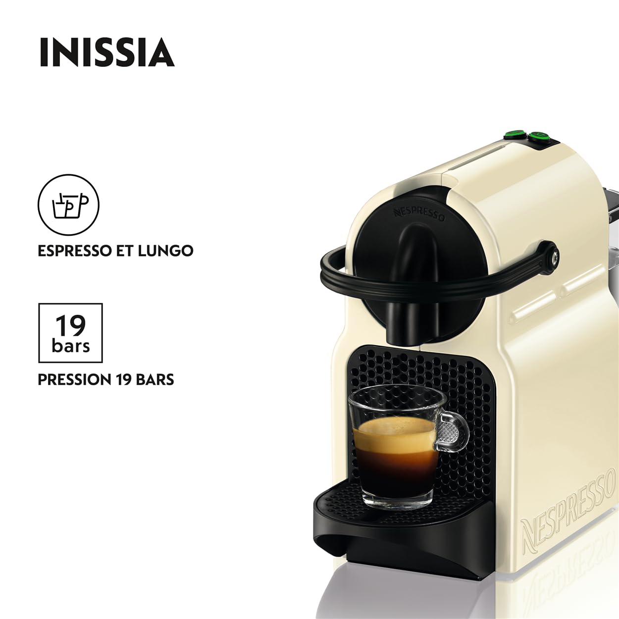 Machine à Café Expresso Inissia Crème Vanille 19 Bars + Kit de Bienvenue - EN80.CW