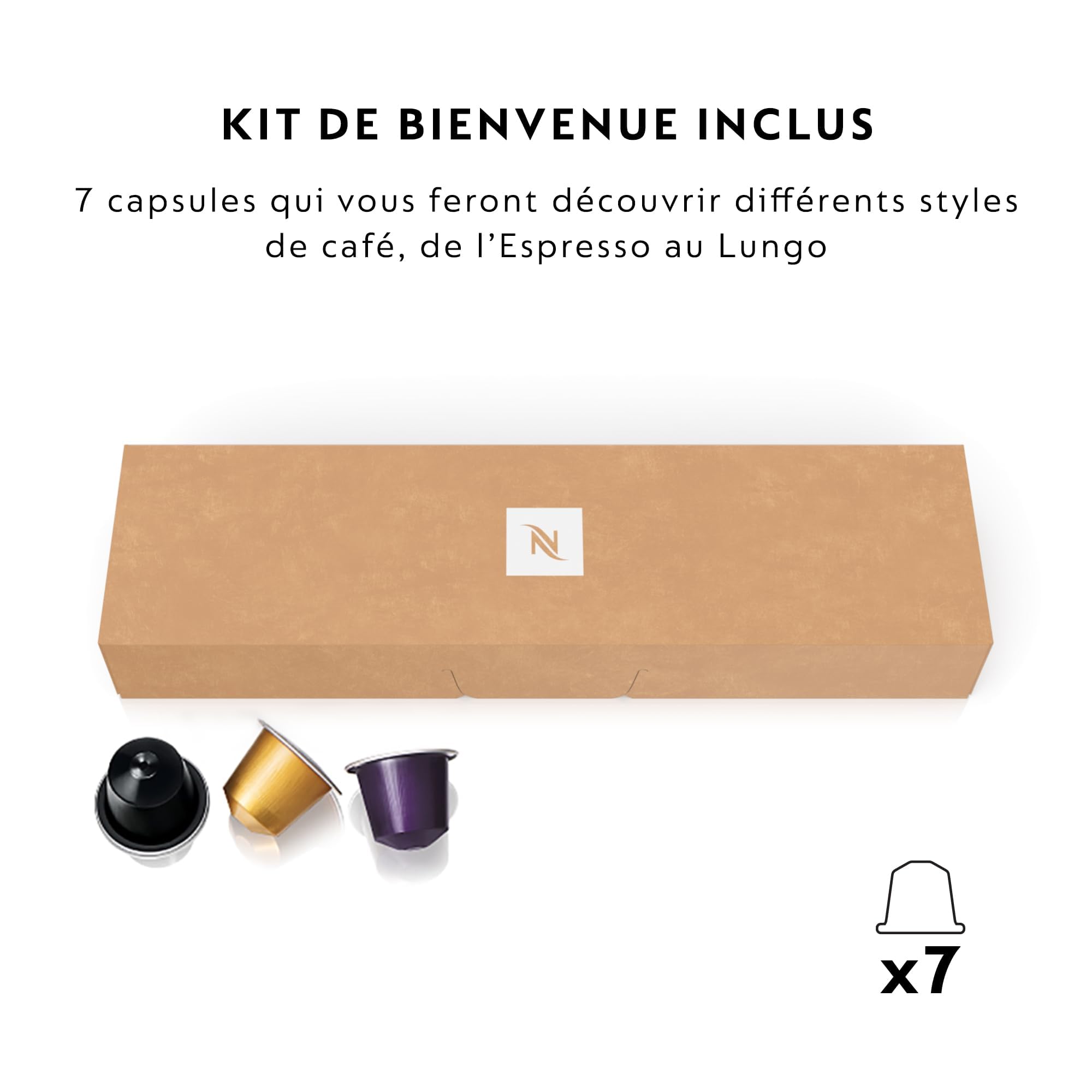 Machine à Café Expresso Inissia Crème Vanille 19 Bars + Kit de Bienvenue - EN80.CW